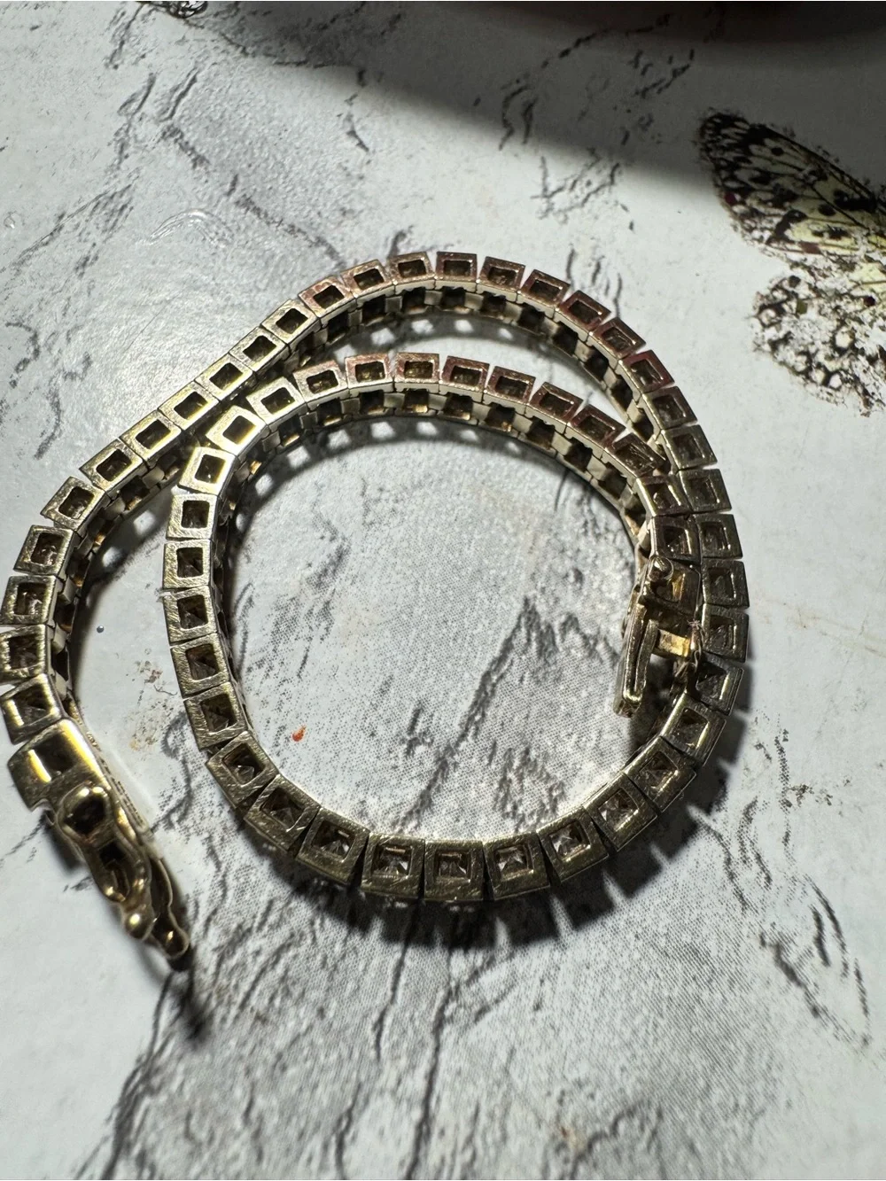 Vintage QVC Diamonique 925 Sterling Silver Gold Plated Tennis Bracelet 7.75